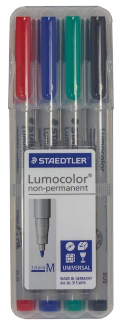 STAEDTLER LUMOCOLOR 4 WET ERASE MARKER SET image 0